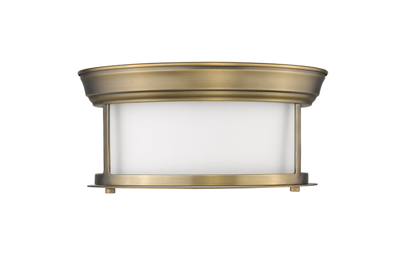 Z-Lite 2011F10-HBR Two Light Flush Mount, Heritage Brass