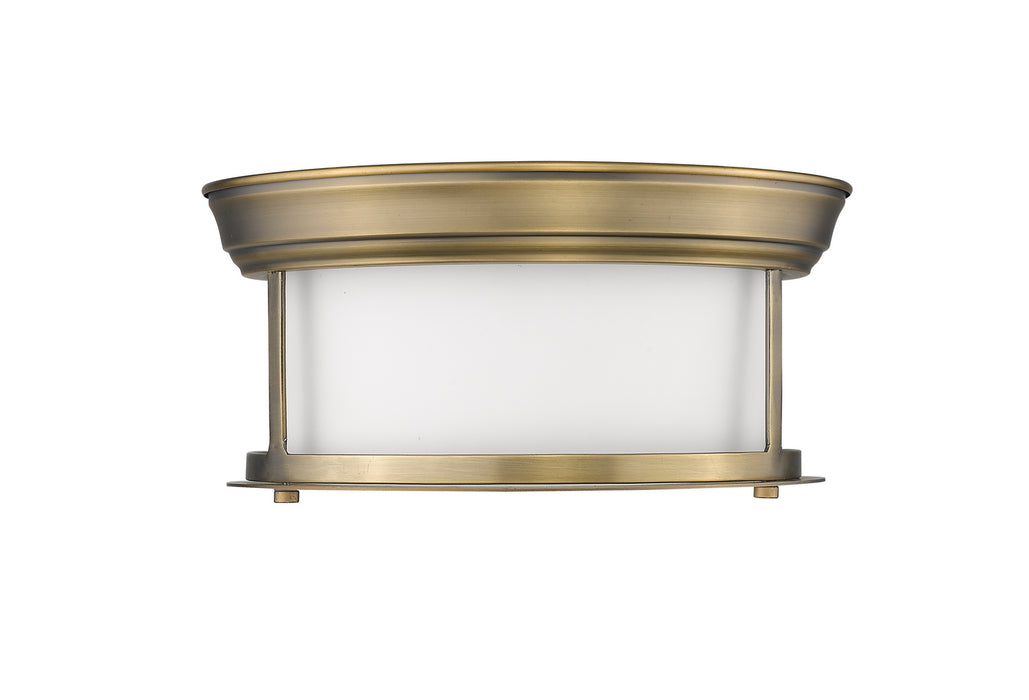 Z-Lite 2011F10-HBR Two Light Flush Mount, Heritage Brass