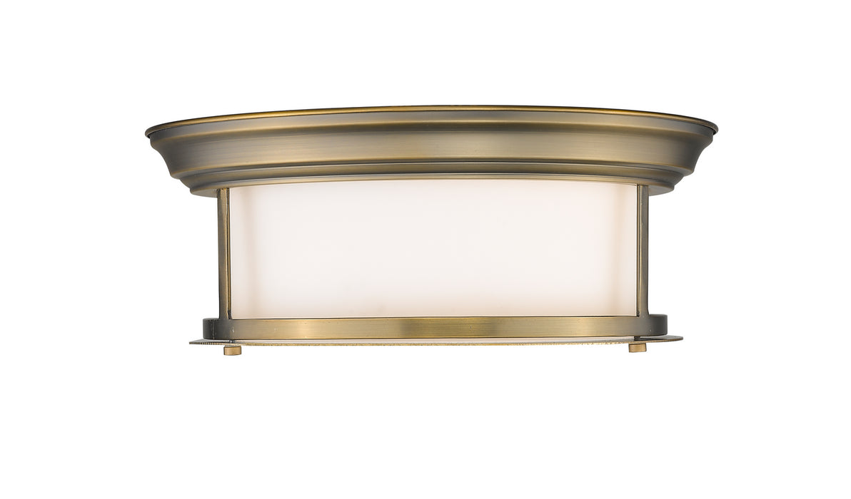 Z-Lite 2011F13-HBR Two Light Flush Mount, Heritage Brass