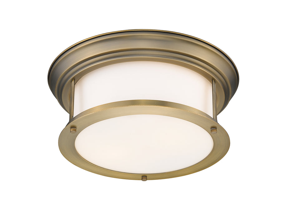 Z-Lite 2011F13-HBR Two Light Flush Mount, Heritage Brass