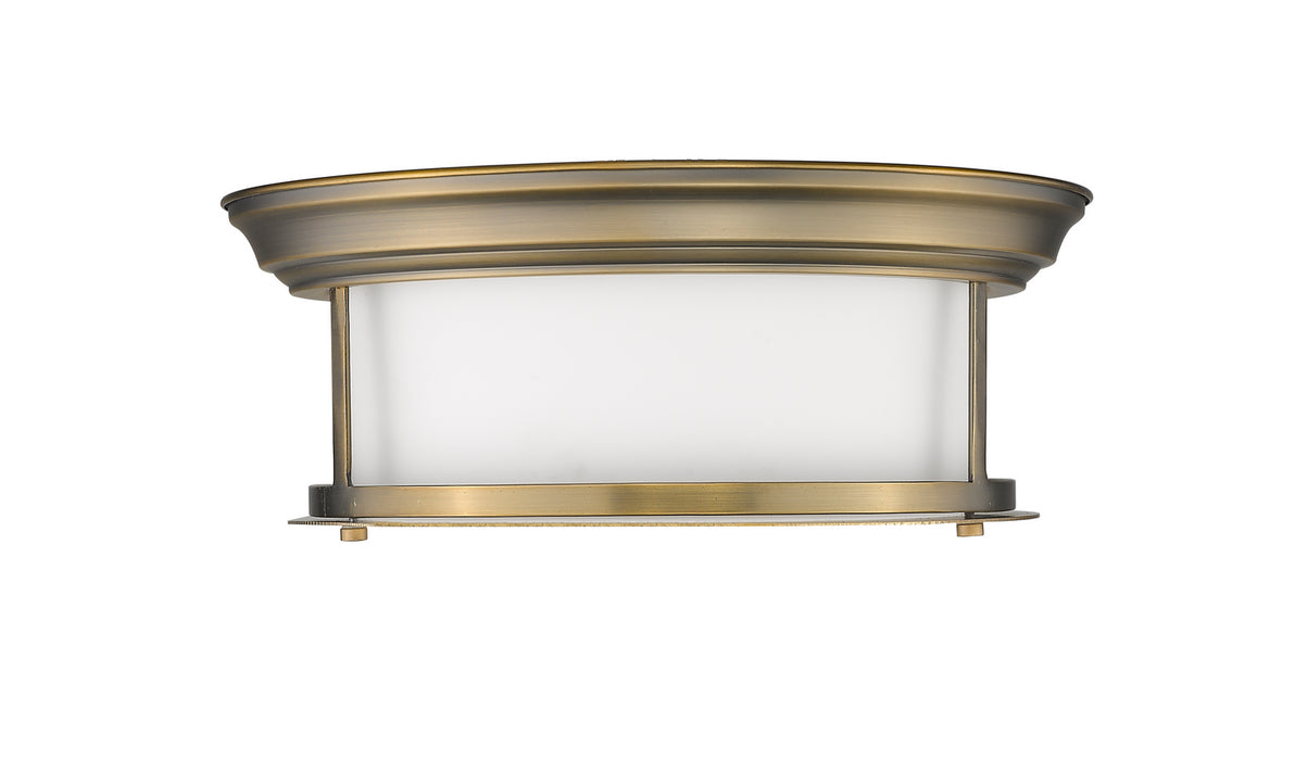 Z-Lite 2011F13-HBR Two Light Flush Mount, Heritage Brass