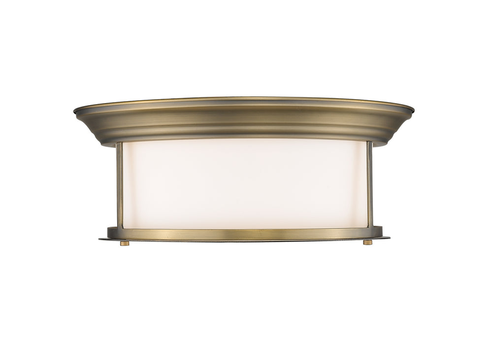 Z-Lite 2011F16-HBR Three Light Flush Mount, Heritage Brass