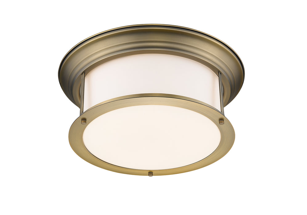 Z-Lite 2011F16-HBR Three Light Flush Mount, Heritage Brass