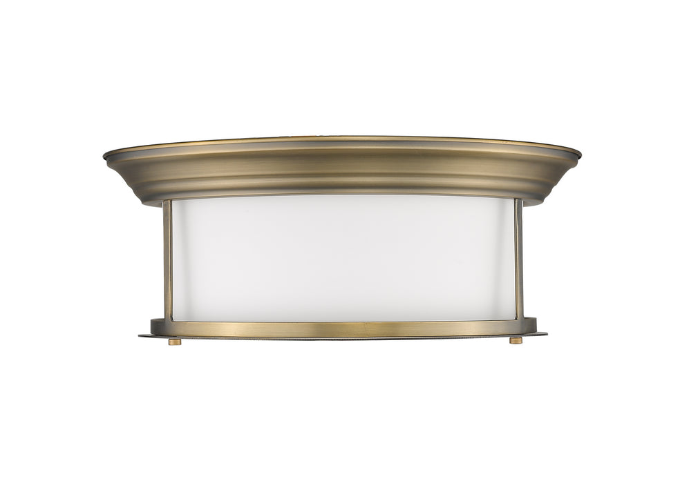 Z-Lite 2011F16-HBR Three Light Flush Mount, Heritage Brass