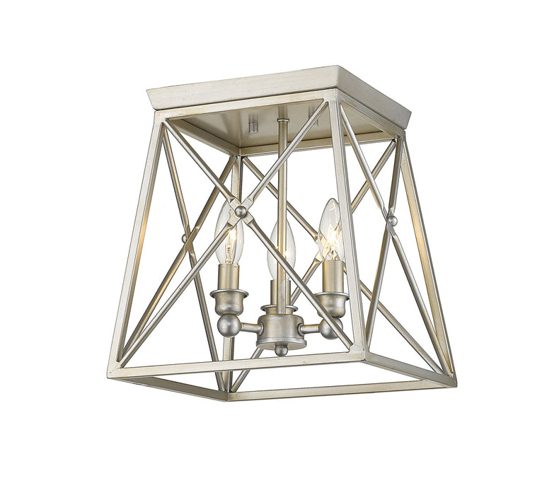 Z-Lite 447F11-AS Three Light Flush Mount, Antique Silver
