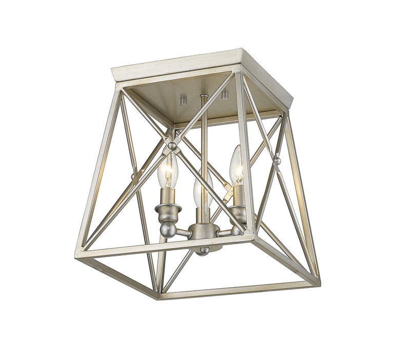 Z-Lite 447F11-AS Three Light Flush Mount, Antique Silver