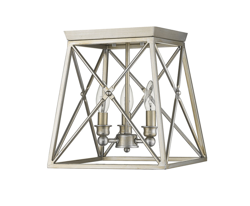 Z-Lite 447F11-AS Three Light Flush Mount, Antique Silver