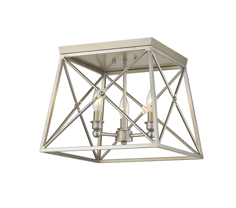Z-Lite 447F14-AS Three Light Flush Mount, Antique Silver