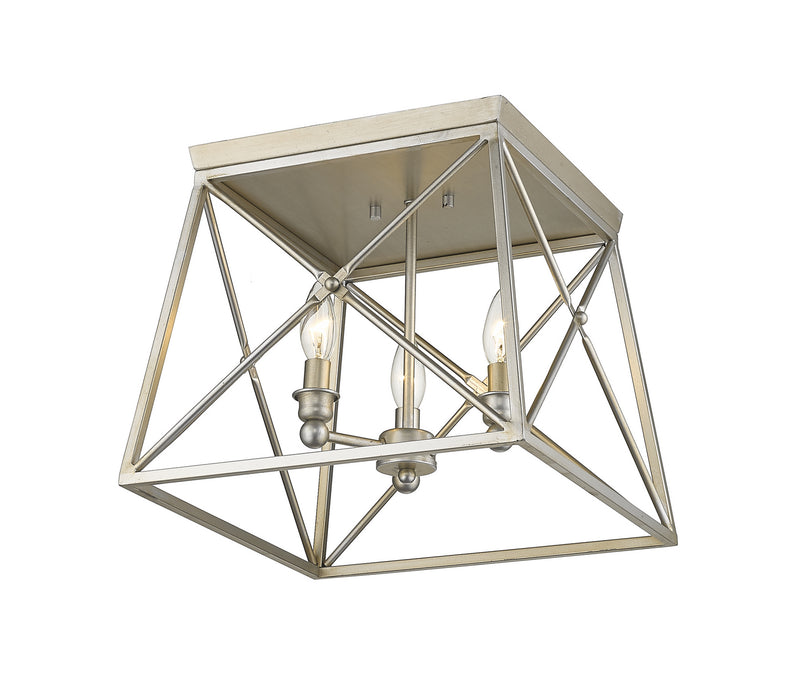 Z-Lite 447F14-AS Three Light Flush Mount, Antique Silver