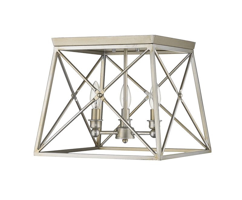 Z-Lite 447F14-AS Three Light Flush Mount, Antique Silver