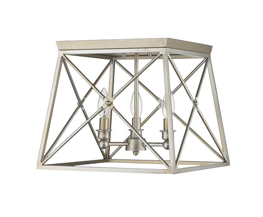 Z-Lite 447F14-AS Three Light Flush Mount, Antique Silver
