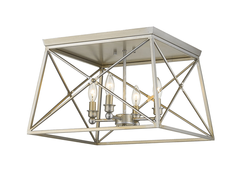 Z-Lite 447F18-AS Four Light Flush Mount, Antique Silver