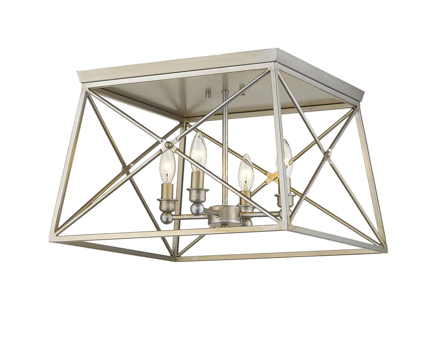 Z-Lite 447F18-AS Four Light Flush Mount, Antique Silver
