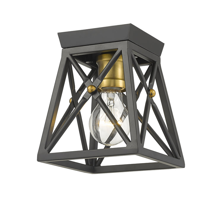 Z-Lite 447F1-MB-OBR One Light Flush Mount, Matte Black + Olde Brass