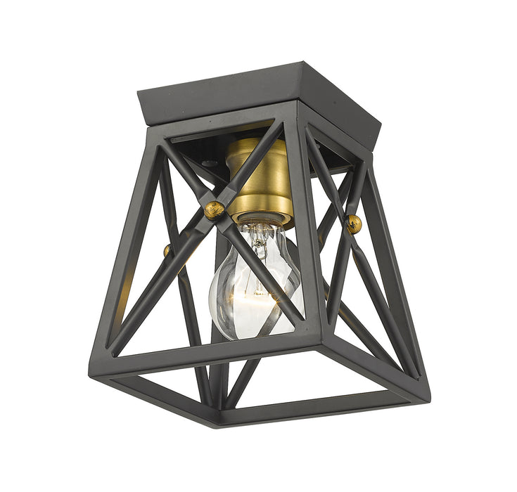 Z-Lite 447F1-MB-OBR One Light Flush Mount, Matte Black + Olde Brass