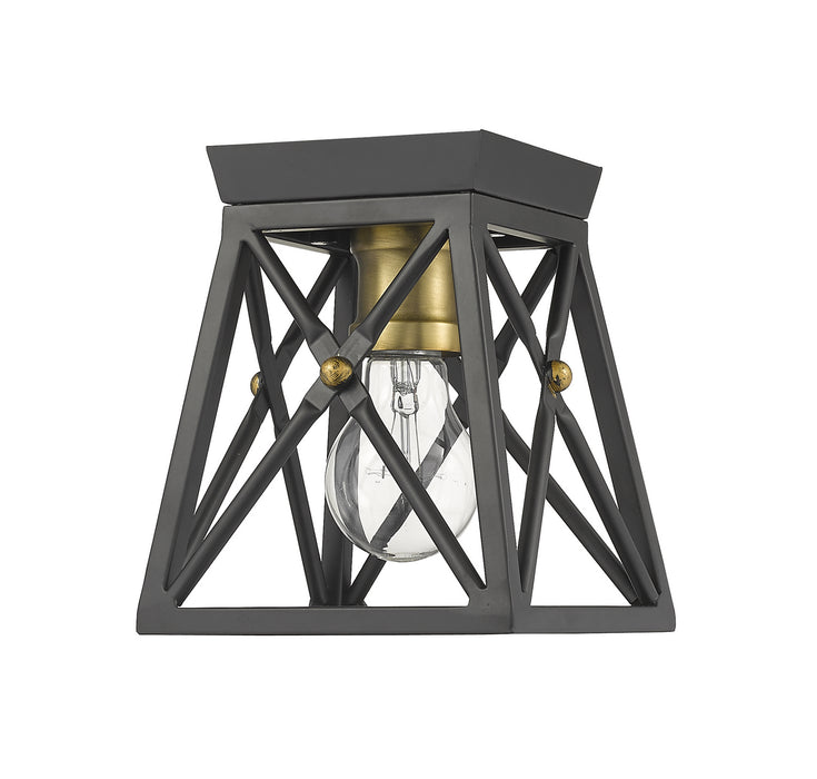 Z-Lite 447F1-MB-OBR One Light Flush Mount, Matte Black + Olde Brass