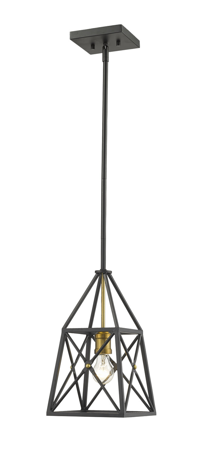 Z-Lite 447MP-MB-OBR One Light Pendant, Matte Black + Olde Brass