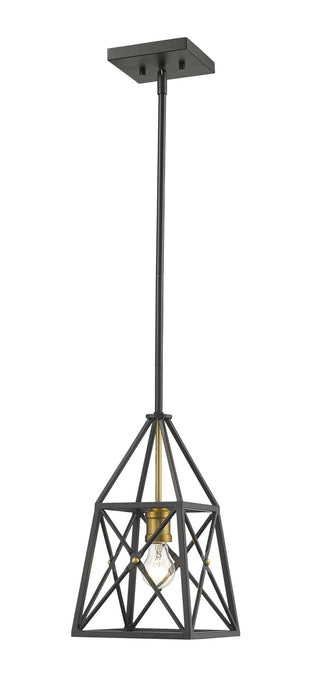 Z-Lite 447MP-MB-OBR One Light Pendant, Matte Black + Olde Brass