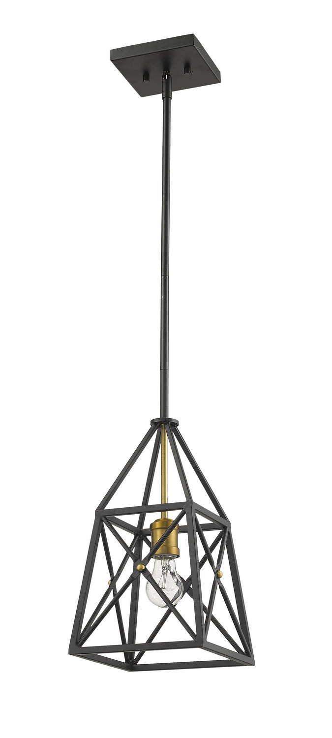 Z-Lite 447MP-MB-OBR One Light Pendant, Matte Black + Olde Brass