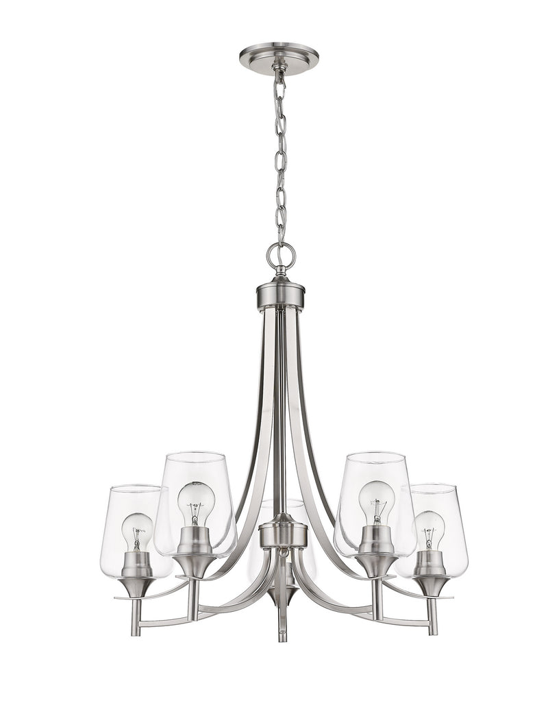 Z-Lite 473-5BN Five Light Chandelier, Brushed Nickel
