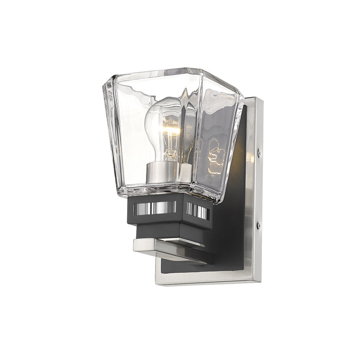 Z-Lite 474-1S-BN-MB One Light Wall Sconce, Brushed Nickel + Matte Black