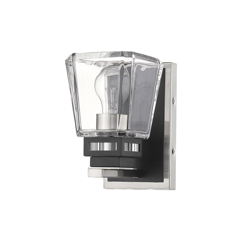 Z-Lite 474-1S-BN-MB One Light Wall Sconce, Brushed Nickel + Matte Black