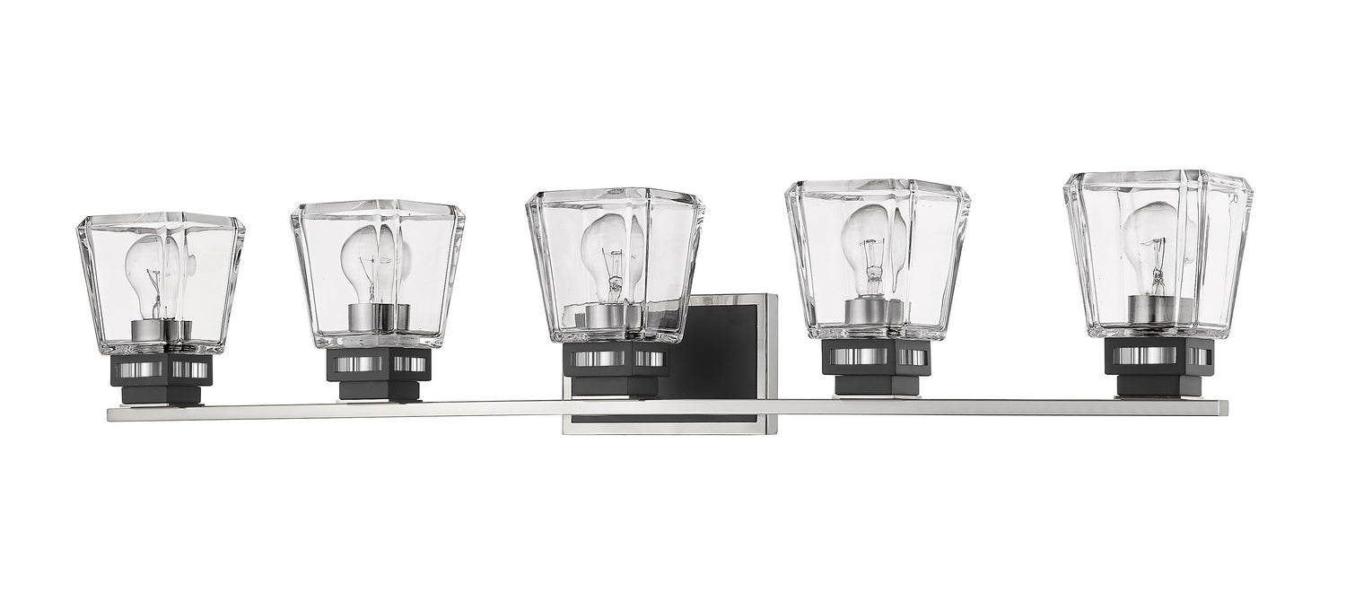 Z-Lite 474-5V-BN-MB Five Light Vanity, Brushed Nickel / Matte Black