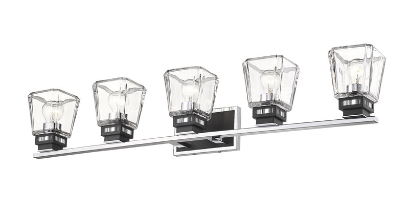 Z-Lite 474-5V-CH-MB Five Light Vanity, Chrome + Matte Black