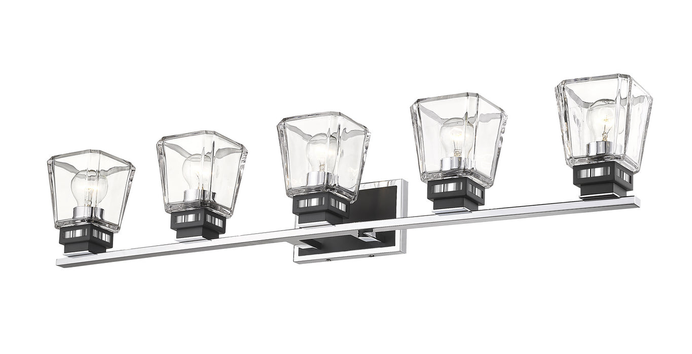 Z-Lite 474-5V-CH-MB Five Light Vanity, Chrome + Matte Black