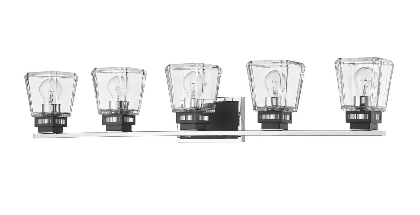 Z-Lite 474-5V-CH-MB Five Light Vanity, Chrome + Matte Black