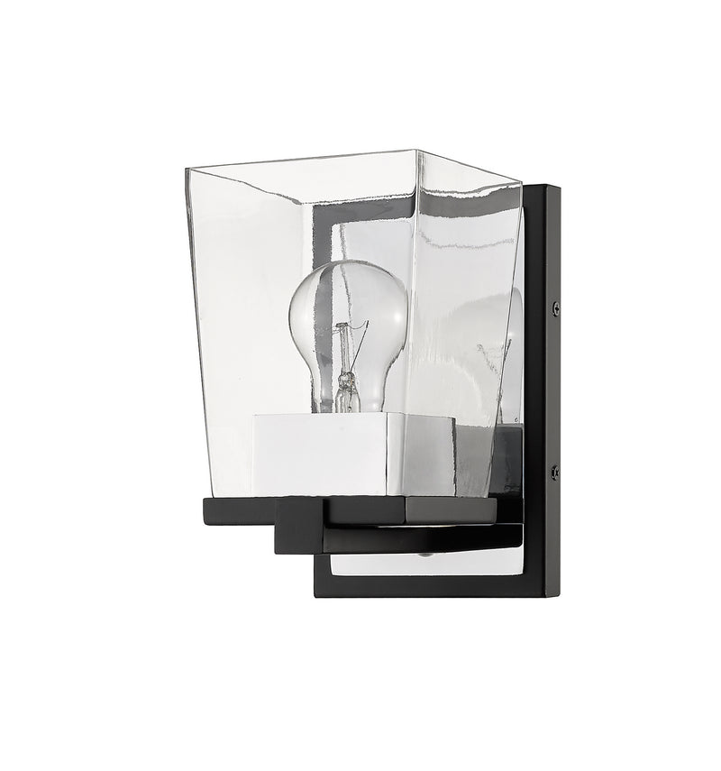 Z-Lite 475-1S-MB-CH One Light Wall Sconce, Matte Black + Chrome