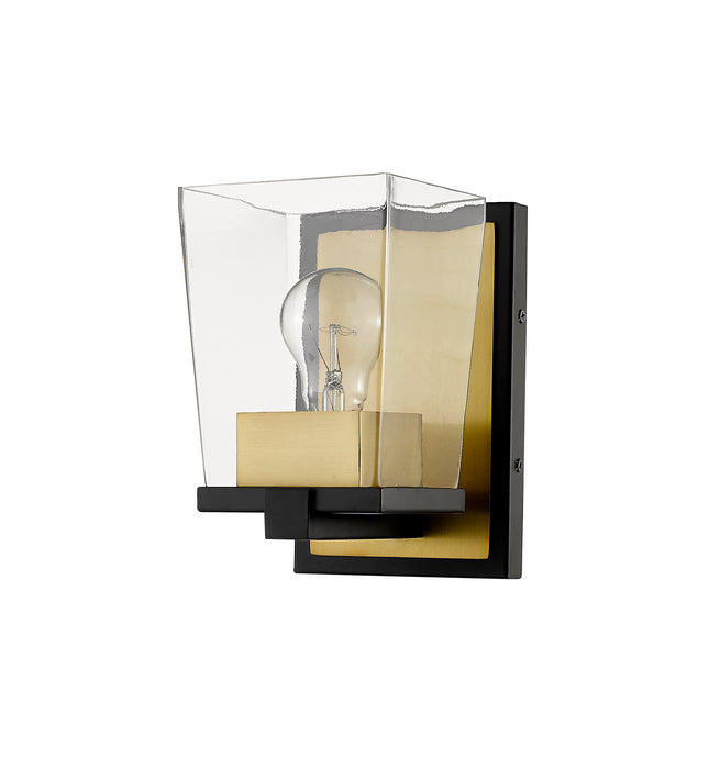 Z-Lite 475-1S-MB-OBR One Light Wall Sconce, Matte Black + Olde Brass