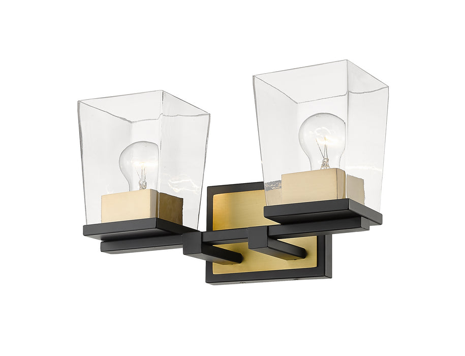 Z-Lite 475-2V-MB-OBR Two Light Vanity, Matte Black + Olde Brass
