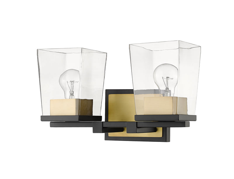 Z-Lite 475-2V-MB-OBR Two Light Vanity, Matte Black + Olde Brass