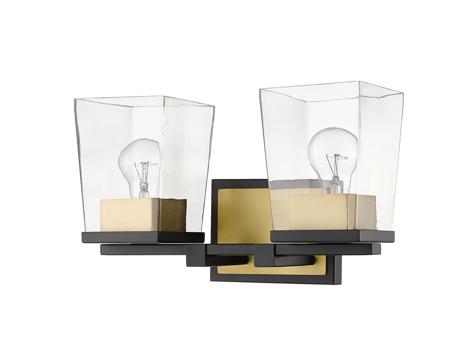 Z-Lite 475-2V-MB-OBR Two Light Vanity, Matte Black + Olde Brass