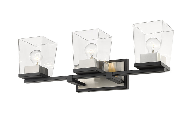 Z-Lite 475-3V-MB-BN Three Light Vanity, Matte Black + Brushed Nickel