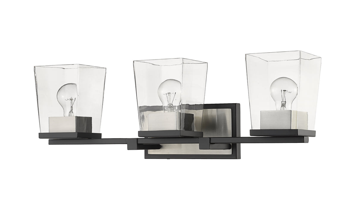 Z-Lite 475-3V-MB-BN Three Light Vanity, Matte Black + Brushed Nickel