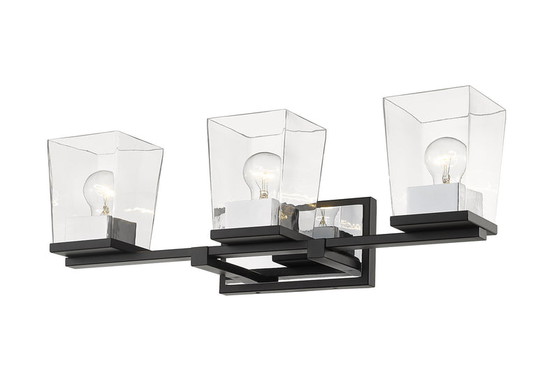 Z-Lite 475-3V-MB-CH Three Light Vanity, Matte Black + Chrome
