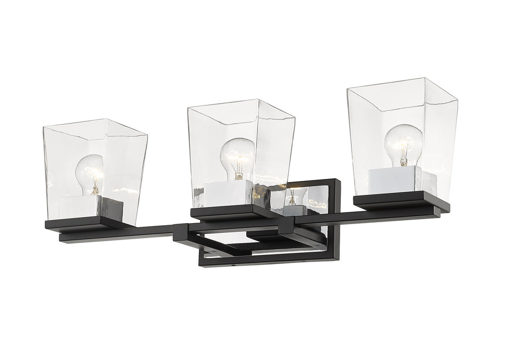 Z-Lite 475-3V-MB-CH Three Light Vanity, Matte Black + Chrome