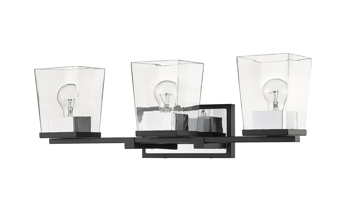 Z-Lite 475-3V-MB-CH Three Light Vanity, Matte Black + Chrome