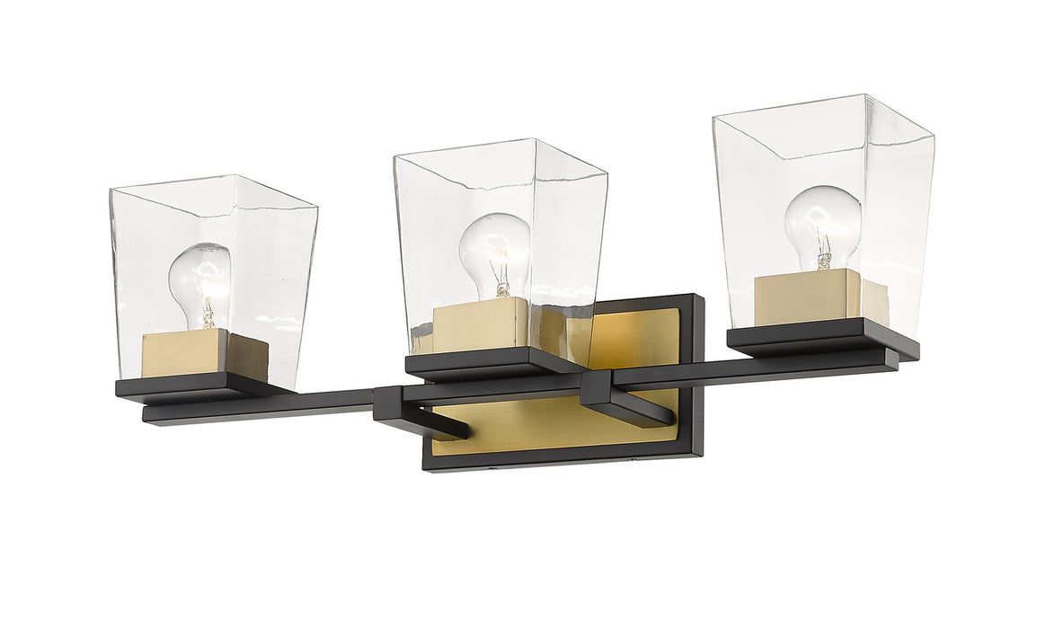 Z-Lite 475-3V-MB-OBR Three Light Vanity, Matte Black + Olde Brass