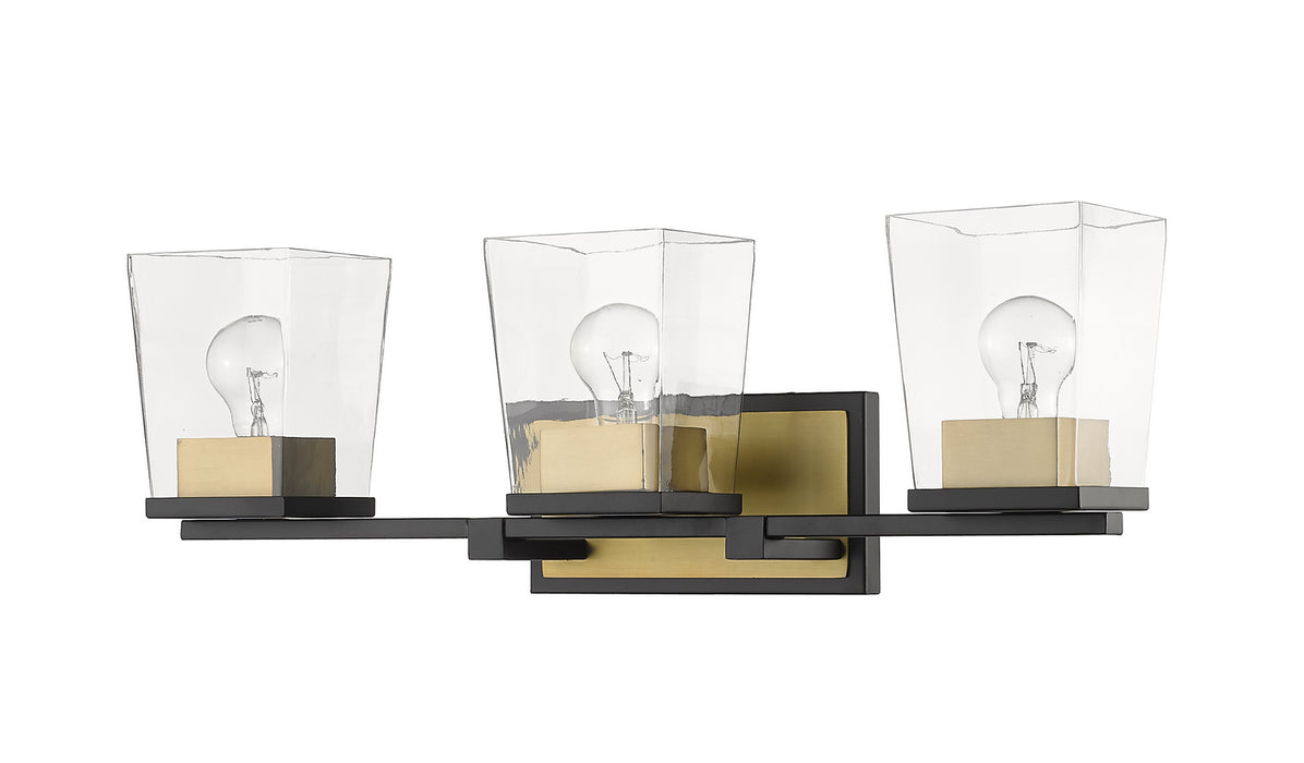 Z-Lite 475-3V-MB-OBR Three Light Vanity, Matte Black + Olde Brass