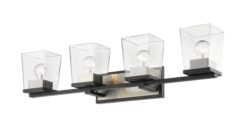 Z-Lite 475-4V-MB-BN Four Light Vanity, Matte Black + Brushed Nickel