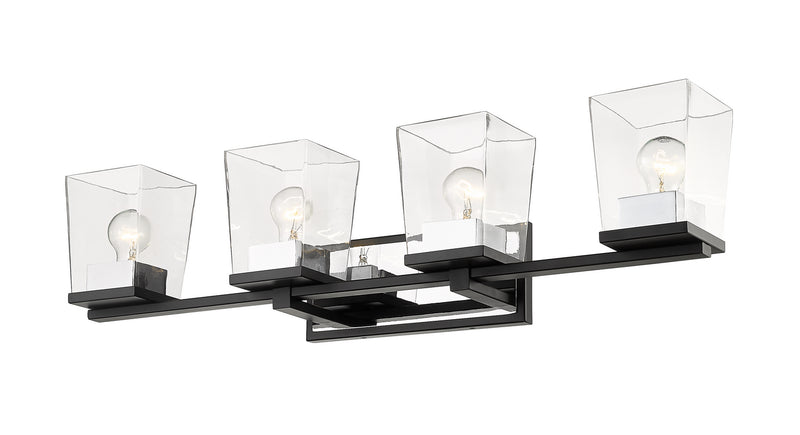 Z-Lite 475-4V-MB-CH Four Light Vanity, Matte Black + Chrome