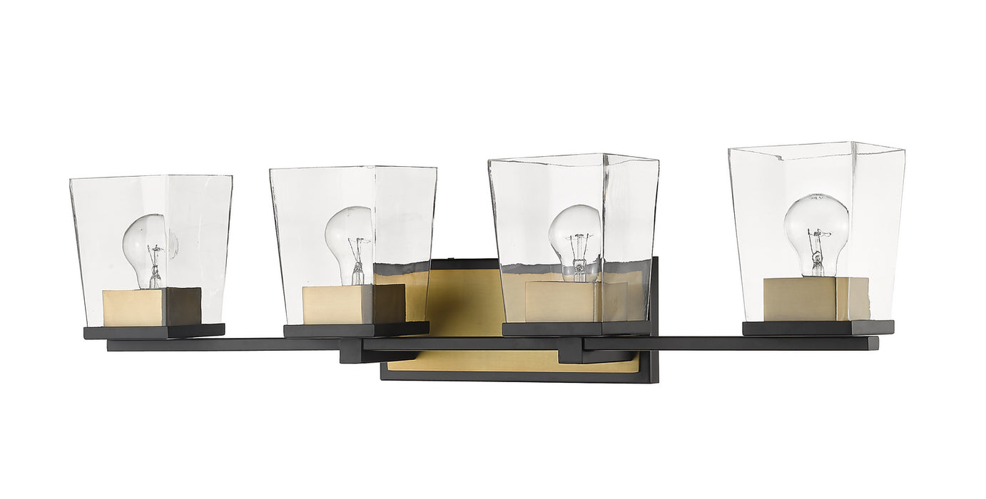 Z-Lite 475-4V-MB-OBR Four Light Vanity, Matte Black + Olde Brass