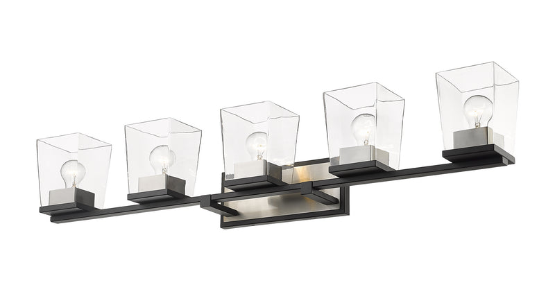 Z-Lite 475-5V-MB-BN Five Light Vanity, Matte Black + Brushed Nickel
