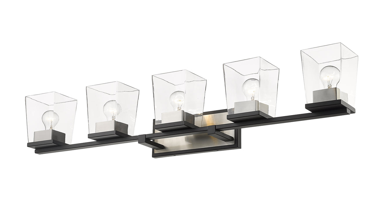 Z-Lite 475-5V-MB-BN Five Light Vanity, Matte Black + Brushed Nickel