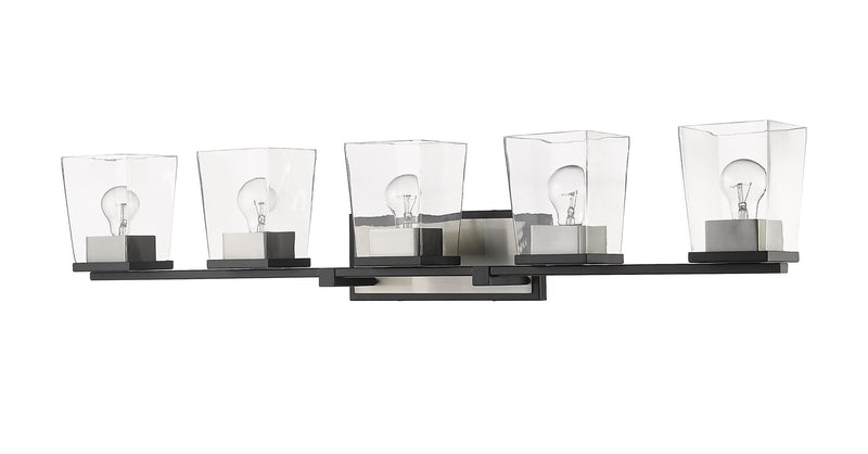 Z-Lite 475-5V-MB-BN Five Light Vanity, Matte Black + Brushed Nickel