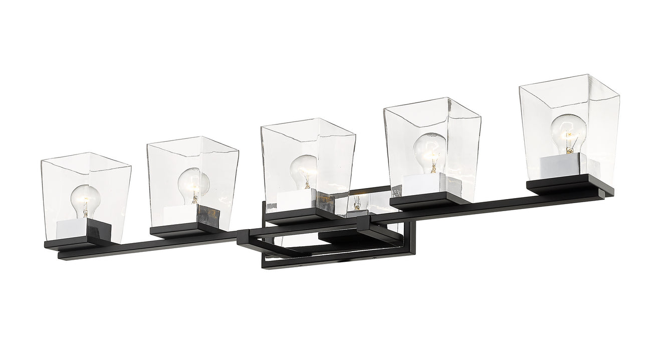Z-Lite 475-5V-MB-CH Five Light Vanity, Matte Black + Chrome