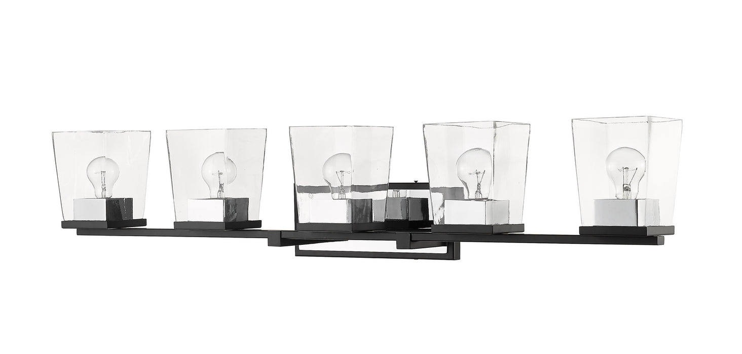 Z-Lite 475-5V-MB-CH Five Light Vanity, Matte Black + Chrome